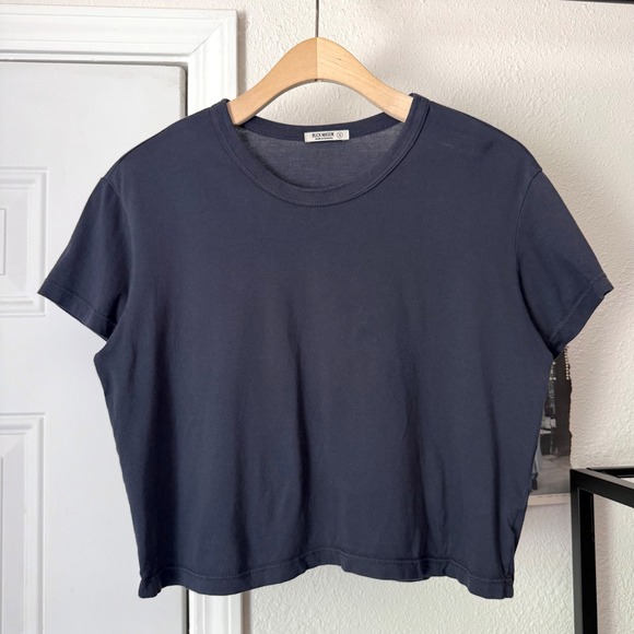 Buck Mason Tops - BUCK MASON navy blue supima cotton crew neck boxy cropped tee t-shirt